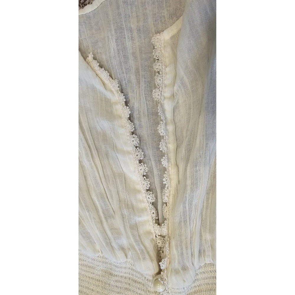 1970s Vintage Sitara San Francisco Ivory Boho Gauze Peasant Lace Blouse #40 - Picture 12 of 12